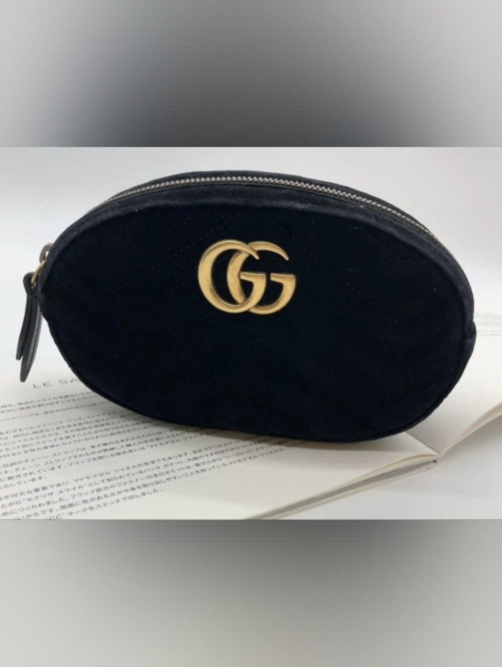 SALE! Gucci Black Velvet GG Marmont Body Waist Bag W/DB - Picture 4 of 16